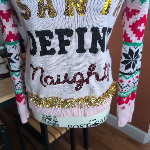 No Boundaries Pink, Sweet Ugly Christmas Sweater Sz S - Picture 3 of 9